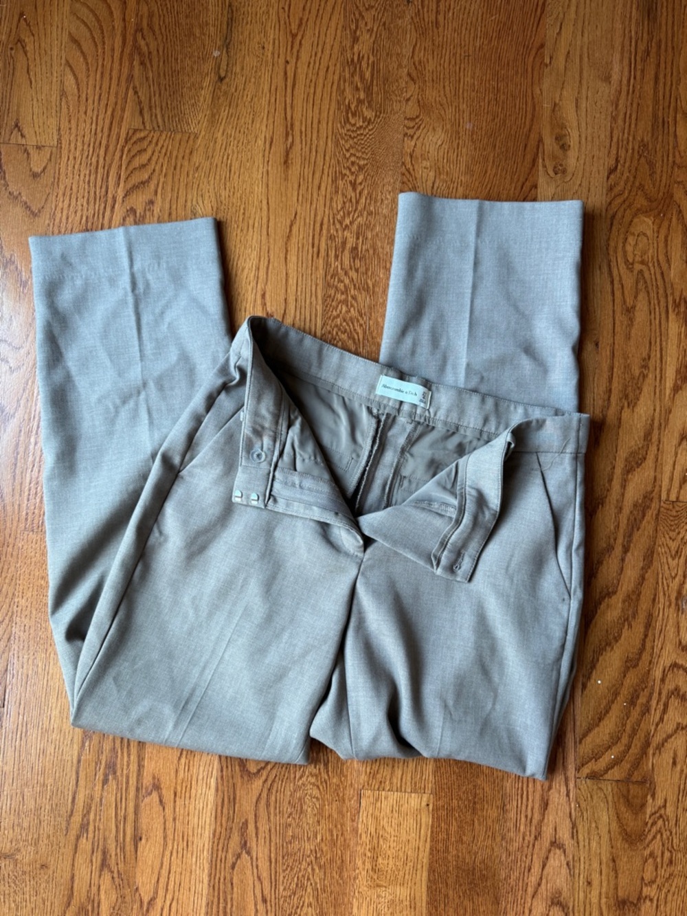 Abercrombie & Fitch Tailored Straight Leg Dress Pants in Taupe